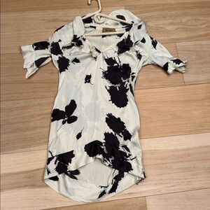 Karen Zambos silk dress cream brown see photos